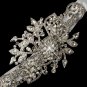 Silver Clear Rhinestone & White Ribbon Belt or Headband 960