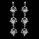 Antique Rhodium Silver Clear Rhinestone Dangle Earrings 1036