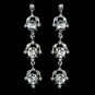 Antique Rhodium Silver Clear Rhinestone Dangle Earrings 1036