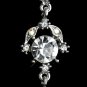 Antique Rhodium Silver Clear Rhinestone Dangle Earrings 1036