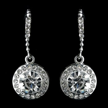 Silver Clear Rhinestone Drop Earring On Hook Earrings 25692