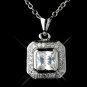 Silver Clear Cushnet CZ Crystal Drop Pendent Necklace 7731 & Cushnet Stud