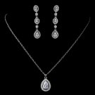 Teardrop Encrusted CZ Pendent Necklace 7740 & Teardrop Oval Pave Dangle Earrings 7763 Jewelry Set