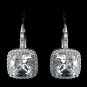Antique Rhodium Silver Clear Princess CZ Crystal Stud Earrings 7701