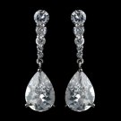 Silver Clear CZ Crystal Teardrop Earrings 40082