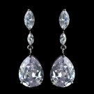 Silver Clear CZ Crystal Marquise & Teardrop Earrings 40261