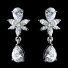 Silver Clear CZ Teardrop Crystal Dangle Earrings 40466