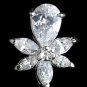 Silver Clear CZ Teardrop Crystal Dangle Earrings 40466