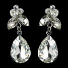 Silver Clear Teardrop & Marquise CZ Crystal Dangle Earrings 40564