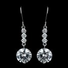 Silver Clear Round CZ Crystal Drop Earrings 40671