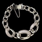 Rhodium Clear CZ Crystal Pave Link Bracelet 13051