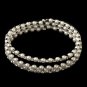 Rhodium Rhinestone & White Pearl 3 Row Coil Stretch Bracelet 1424