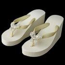 Butterfly Rhinestone High Wedge Flip Flops- 157