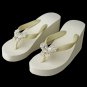 Butterfly Rhinestone High Wedge Flip Flops- 157