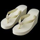Gold Starfish Rhinestone High Wedge Flip Flops- 3168-G-CL