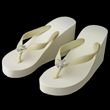 Starfish Rhinestone High Wedge Flip Flops- 3168