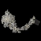 Silver Freshwater Pearl & Rhinestone Floral Vine Side Comb 42