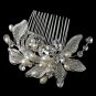 Silver Freshwater Pearl & Rhinestone Floral Comb