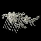 Silver Diamond White Pearl & Rhinestone Floral Vine Comb