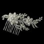 Silver Diamond White Pearl & Rhinestone Floral Vine Comb
