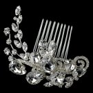 Silver Clear Multi Cut Rhinestone Swirl Vine Comb