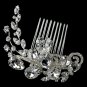 Silver Clear Multi Cut Rhinestone Swirl Vine Comb