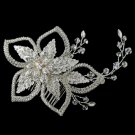 Silver Clear Swarovski Crystal Bead, Bead & Rhinestone Floral Leaf Comb