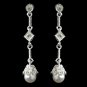 Silver White Pearl & CZ Dangle Earrings