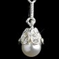 Silver White Pearl & CZ Dangle Earrings