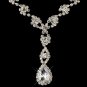 Silver Clear Rhinestone Flower Drop Jewelry Set 4098
