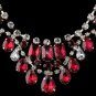 Gold Red & Clear Pear & Radiant Cut Rhinestone Jewelry Set 82051