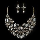 Gold Smoke Pear Cut Rhinestone Jewelry Set 82050