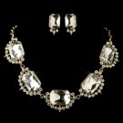 Gold Clear Radiant Rhinestone Jewelry Set 4210