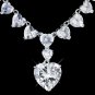 Silver Clear Rhinestone & CZ Crystal Heart Necklace & Earrings Jewelry Set 72136