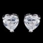 Silver Clear Rhinestone & CZ Crystal Heart Necklace & Earrings Jewelry Set 72136