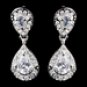 Silver Clear Teardrop CZ Crystal & Rhinestone Drop Necklace & Earrings Jewelry Set 72093