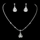 Silver Clear Rhinestone Necklace & Earrings Jewelry Set 71819