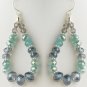 Hematite Aqua, Blue & Smoke Mix Faceted Glass Stone Hoop Earrings