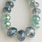 Hematite Aqua, Blue & Smoke Mix Faceted Glass Stone Hoop Earrings
