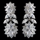 Rhodium Clear Multi Cut CZ Floral Drop Earrings