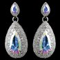 Rhodium AB Teardrop CZ Drop Earrings