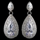 Rhodium Clear Teardrop CZ Drop Earrings
