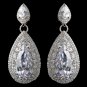 Rhodium Clear Teardrop CZ Drop Earrings