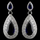 Rhodium Sapphire Teardrop CZ Drop Earrings