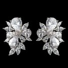 Rhodium Clear Multi Cut Cluster CZ Stud Earrings