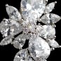 Rhodium Clear Multi Cut Cluster CZ Stud Earrings