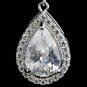 Rhodium Clear CZ Teardrop Dangle Earrings 1336