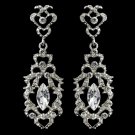 Rhodium Clear Marquise Rhinestone Dangle Earrings