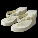 High Wedge Flip Flops with Crystal & Freshwater Pearl Accents