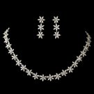 Rhodium Clear Marquise Flower CZ Crystal Jewelry Set 1542